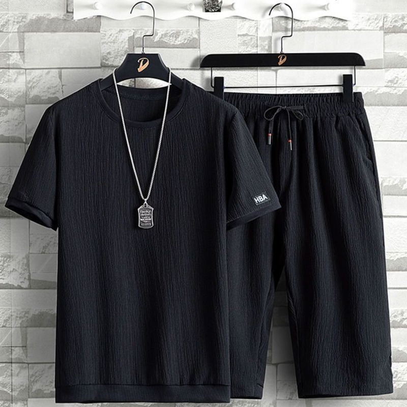 Bộ quần ngắn và áo thun thể thao dáng rộng thời trang mùa hè cho nam cỡ đến 6XL