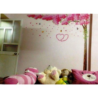 decal dán tường cây đào hồng