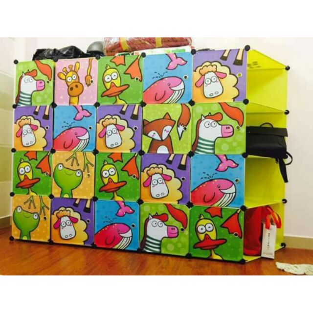 Tủ nhựa lắp ghép 20 ngăn, tặng 4 ngăn trang trí