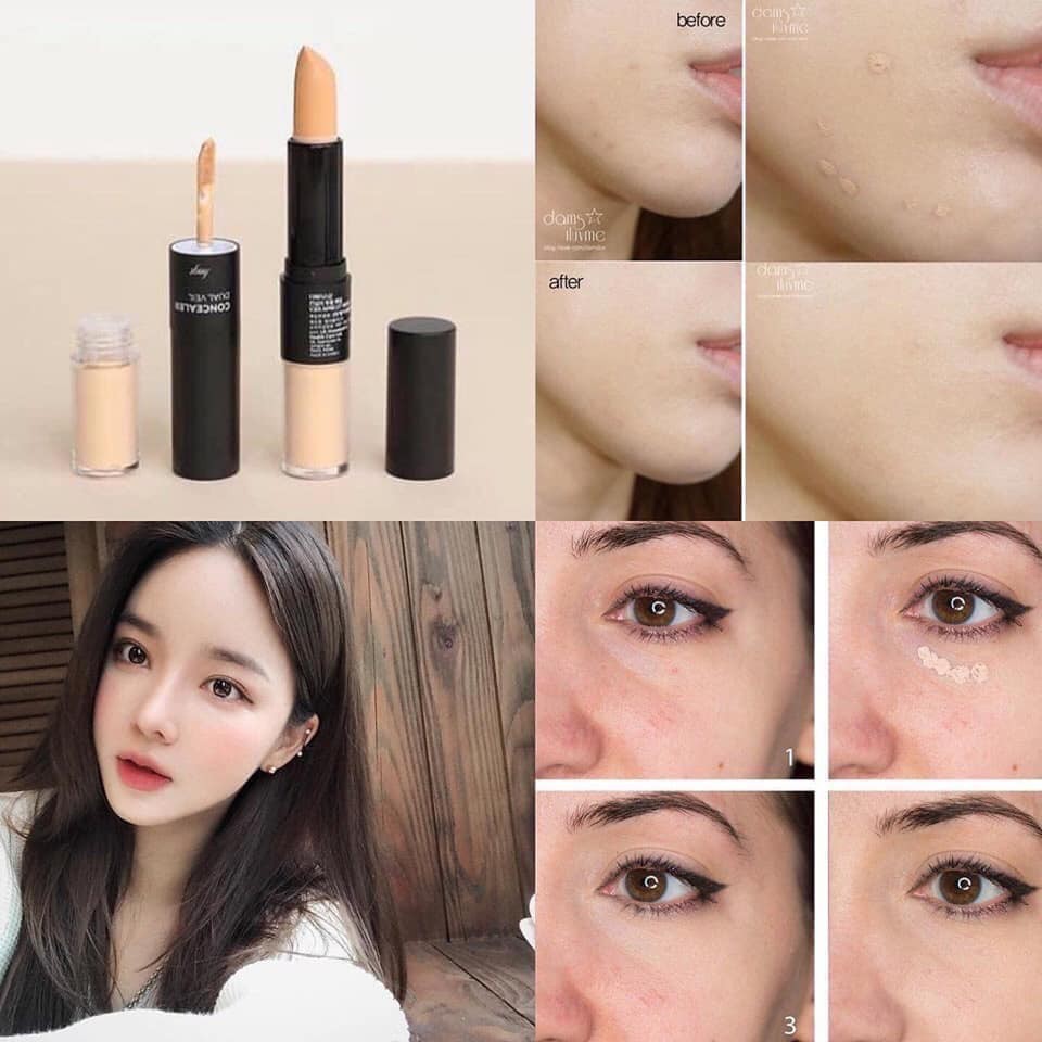 [Auth] Che khuyết điểm 2 đầu The Face Shop Fmgt Concealer Dual Veil Hàn Quốc V201