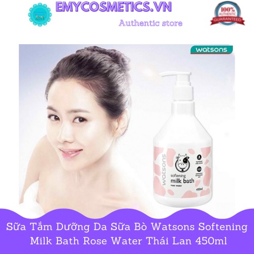 Sữa tắm dưỡng da sữa bò Watsons Softening Milk Bath Rose Water 450ml