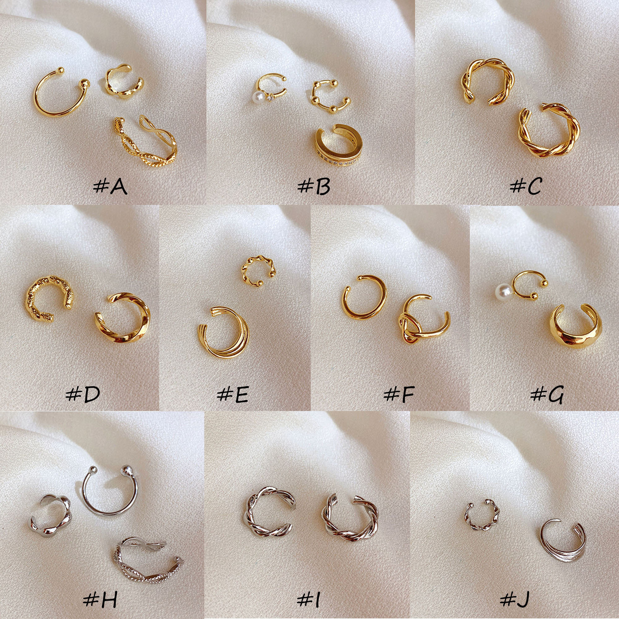 ALLGOODS Jewelry Metal Ear Clip Women Earrings Set Pearl Ear Cuffs Cartilage Fake Fashion Men Clip On Non-Piercing Cartilage Earrings