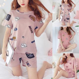 Bộ Đồ Ngủ Ngắn Tay Thoải Mái Xinh Xắn Cho Nữ
