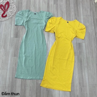 Đầm thun ôm body cổ vuông