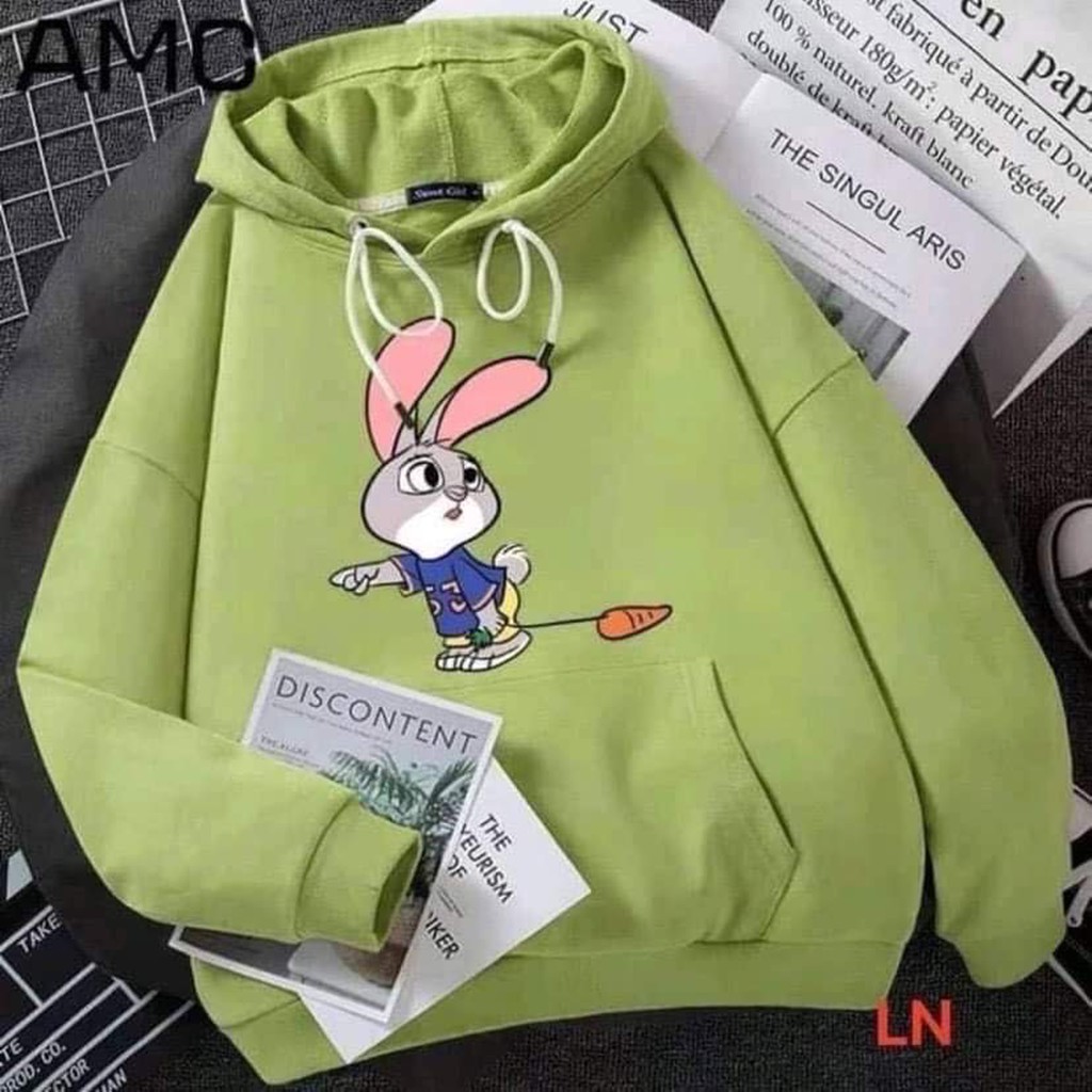 Áo hoodie nỉ bông in hình dễ thương, chất dày siêu ấm, áo free size dưới 60k, nhiều mẫu giao hình ngẫu nhiên