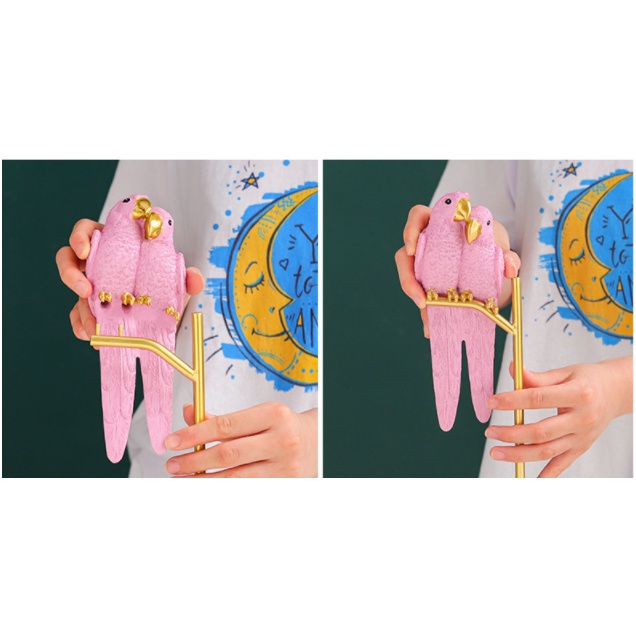 Tượng trang trí hình con vẹt cao cấp sang trọng- cặp vẹt decor trang trí phù hợp nhiều không gian phòng khách-cao 38cm
