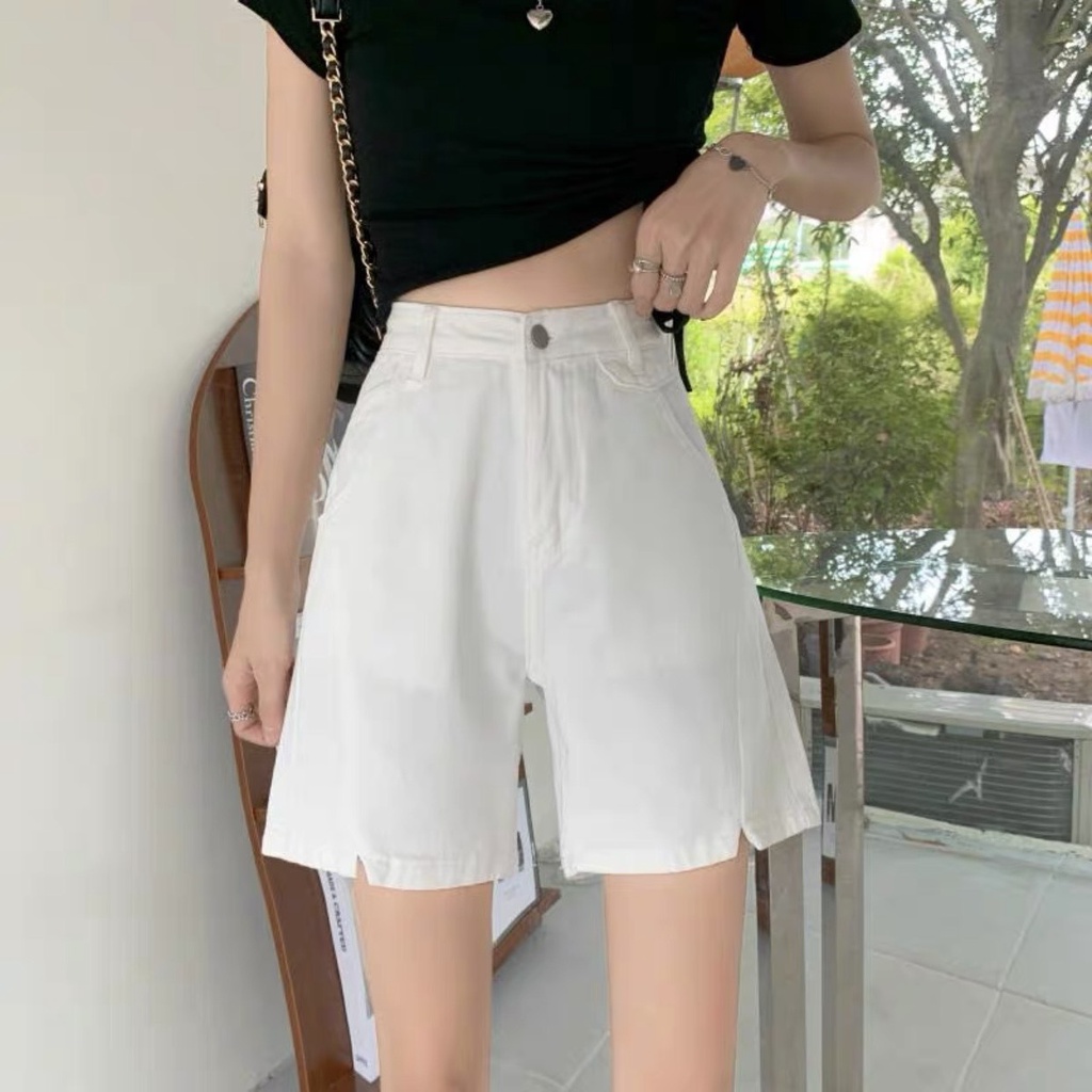 MẪU MỚI]Quần Ngố Jean Nữ Ống Rộng Lưng Cao Khuy Nút Kiểu ULZZANG [Nhiều Mẫu]