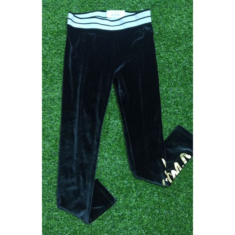 (VNXK) Quần legging Justice vải nhung xịn siêu mượt chữ nhủ vàng