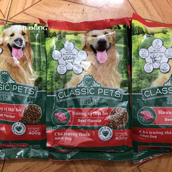 Thức ăn cho chó trưởng thành vị bò Classic Pets túi 400g MEOGOG