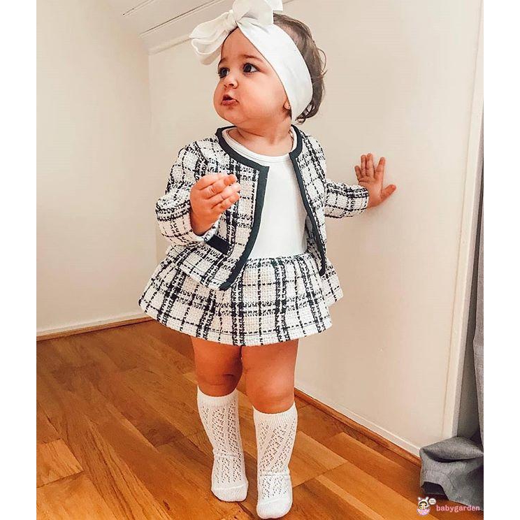 Set áo khoác + chân váy xòe dễ thương cho bé gái