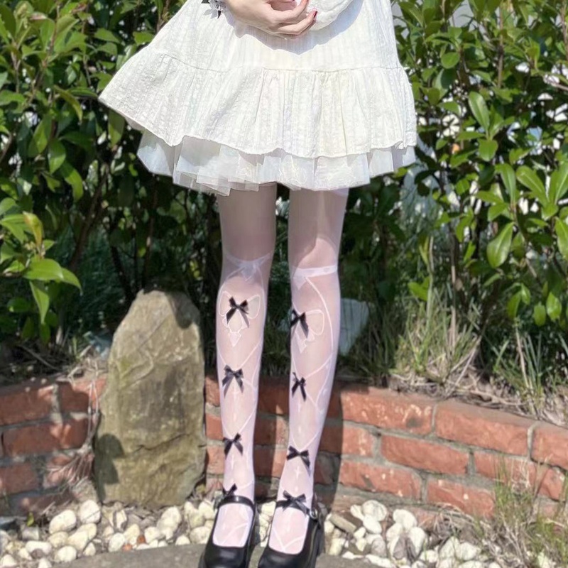 Xixi Vớ Dài Qua Gối Đính Nơ Phong Cách Lolita 3D