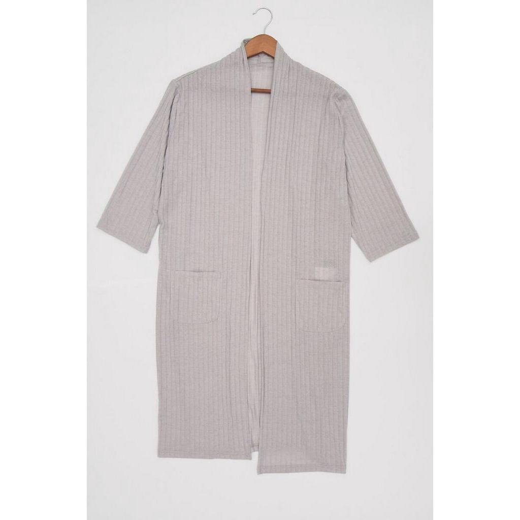 Áo khoác cardigan thun gân tay lỡ, hai túi trước CEN3FA