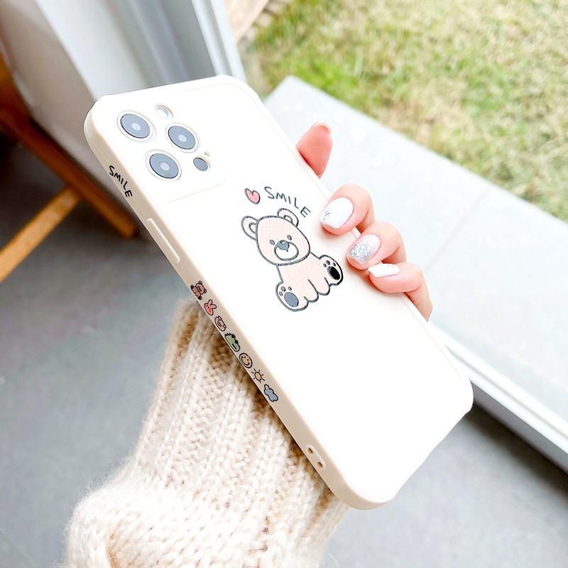 Ốp lưng iphone Smile Bear cạnh vuông in hình viền 5/5s/6/6plus/6s/6splus/7/7plus/8/8plus/x/xs/11/12/pro/max/plus/promax | BigBuy360 - bigbuy360.vn