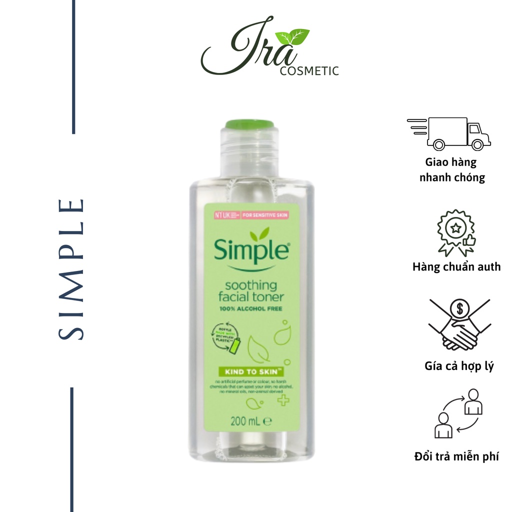 Nước Hoa Hồng Cân Bằng Da Dịu Nhẹ Simple Kind To Skin Soothing Facial Toner 200ml