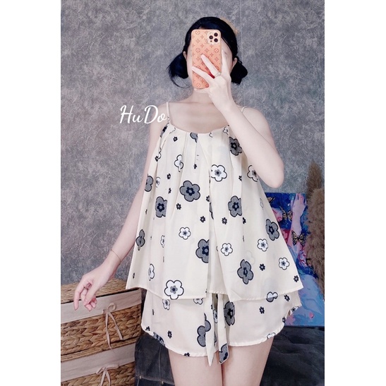 Bộ Lụa Hai Dây Mặc Nhà