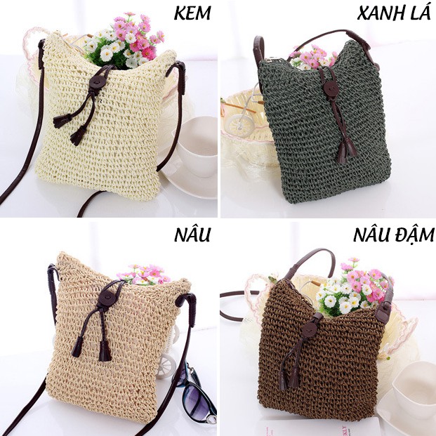 TÚI CÓI ĐI BIỂN PHỐI TUA RUA ĐƠN GIẢN XINH P1164