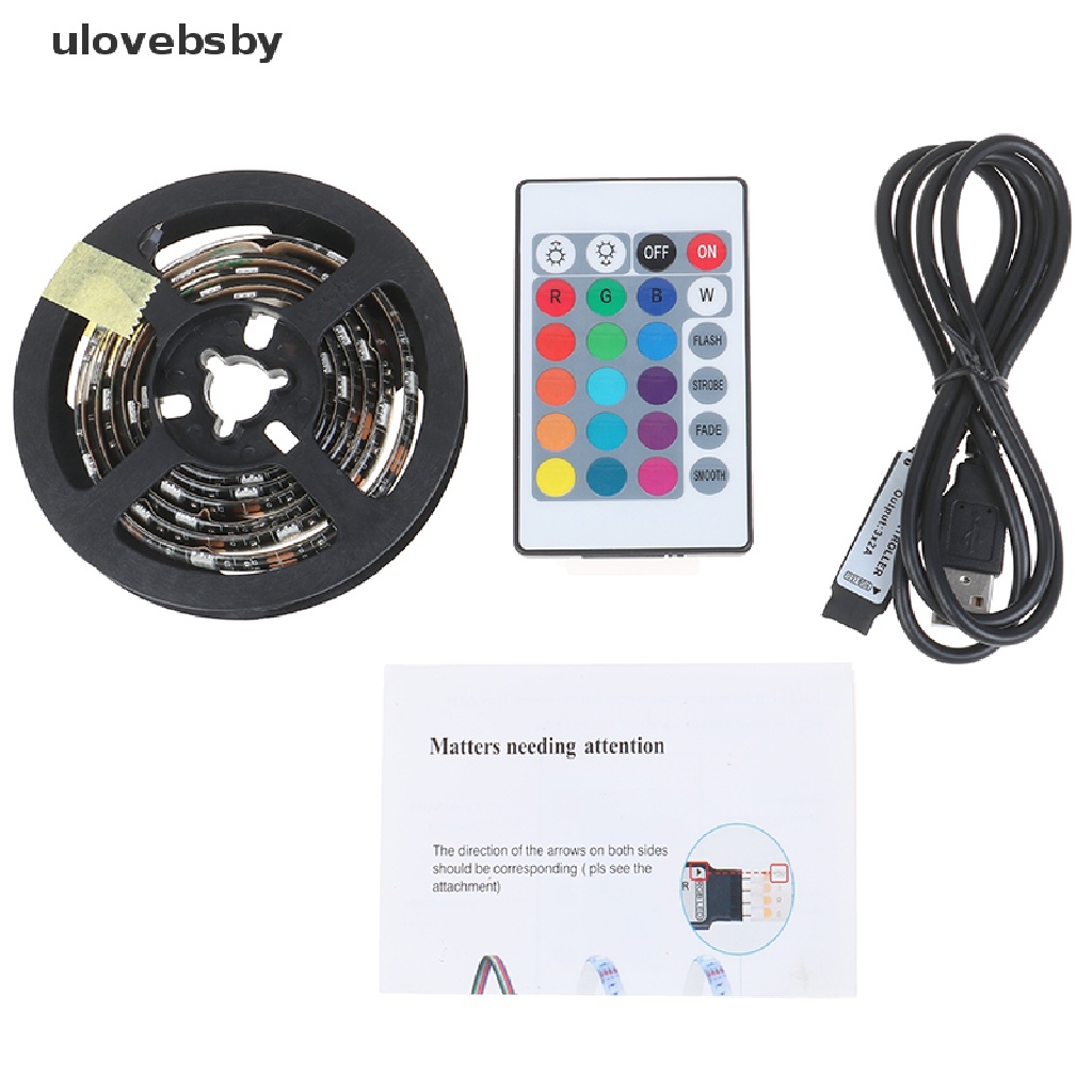 Bộ Dây Đèn Led 5v 5050 60smd / M Rgb Điều Khiển Từ Xa Cho Tv / Lưng Cổng Usb