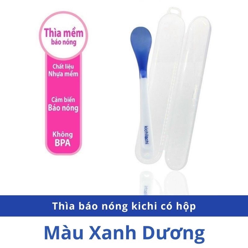 Thìa báo nóng Kichi an toàn cho bé ăn dặm - có hộp đựng