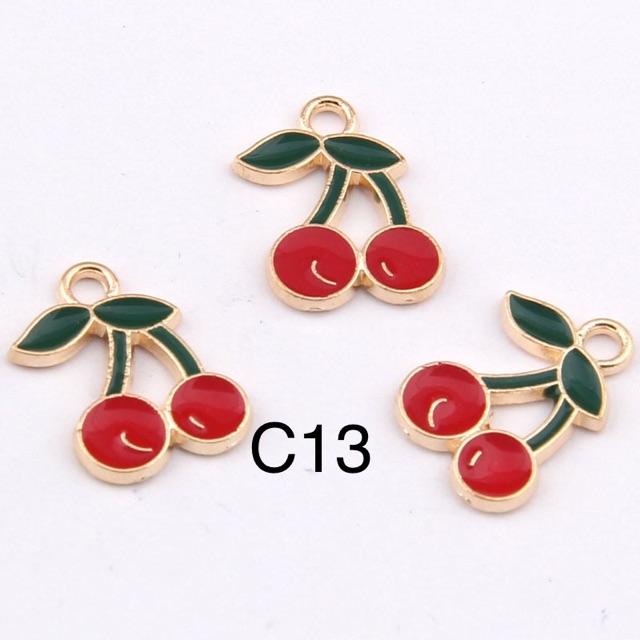 Charm kim loại hình quả đào ,cherry ,dứa ,dây ,bơ ,táo ,dưa hấu,xoài