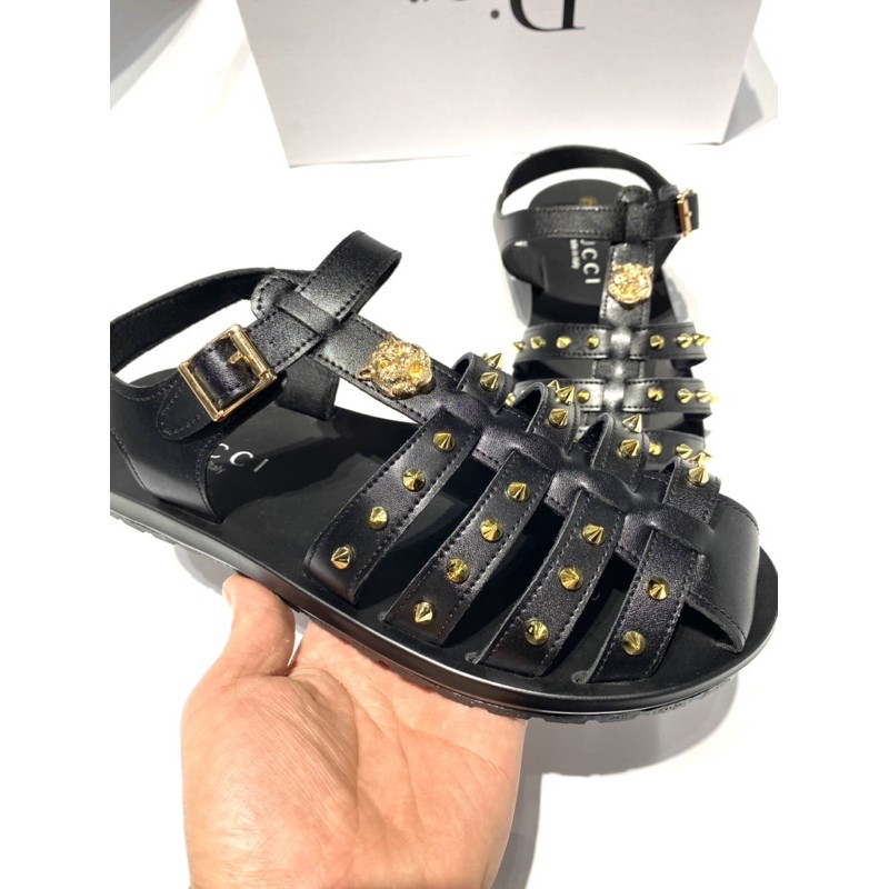 Dép rọ nam gc quai da đính đinh đế đúc, dép bịt đầu nam hàng Fullbox.