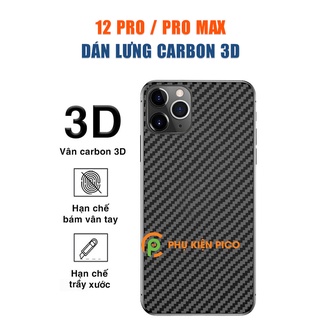 Dán lưng Iphone 12 Pro Max trong suốt nổi vân Carbon 3D tản nhiệt tốt chống bám vân tay cho Iphone 12 Pro Max