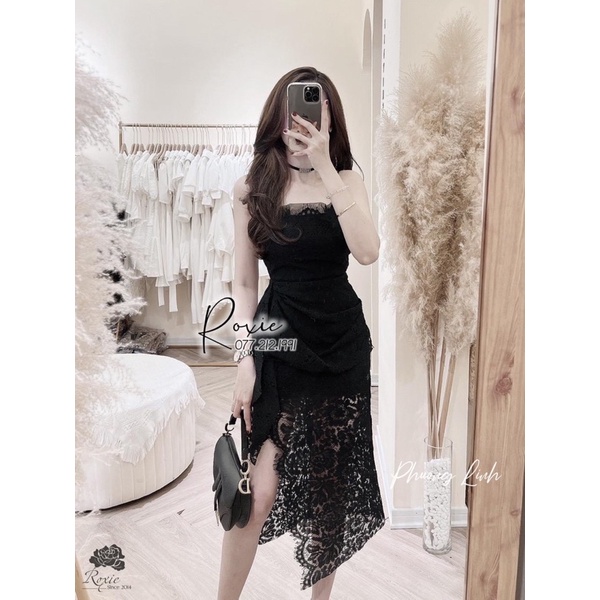 Váy ren 2 dây xẻ đùi công chúa