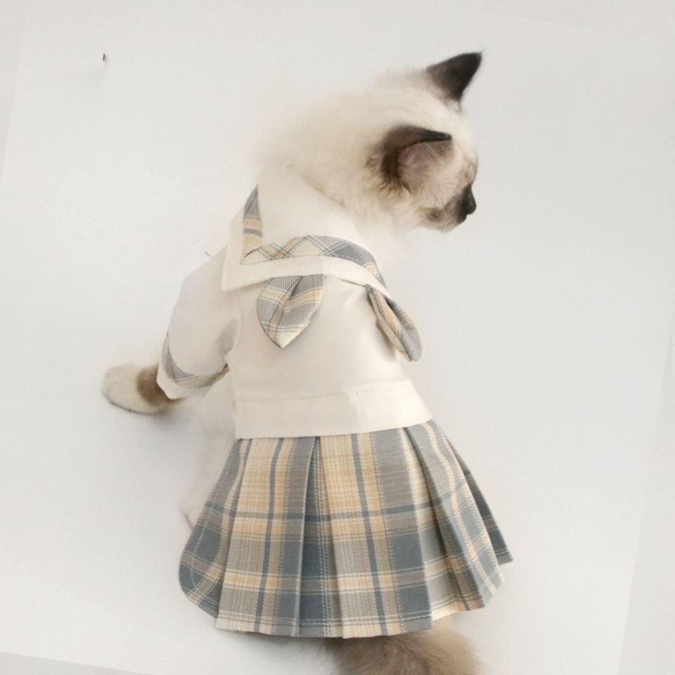 Treasure Meow House Bố mẹ-con Xuân / Hè Đồng phục dễ thương Quần áo cho mèo cưng Chó nhỏ con Váy chống lông JK