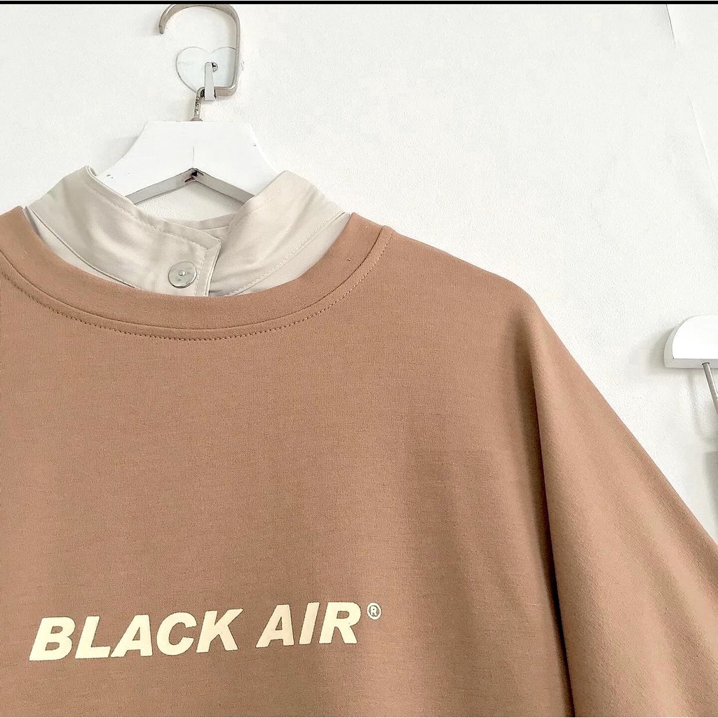 Áo Nỉ Dáng Suông Oversize Black Air - Áo hoodie dài tay bồng màu nâu cá tính, trẻ trung, họa tiết chữ cái Ulzzang