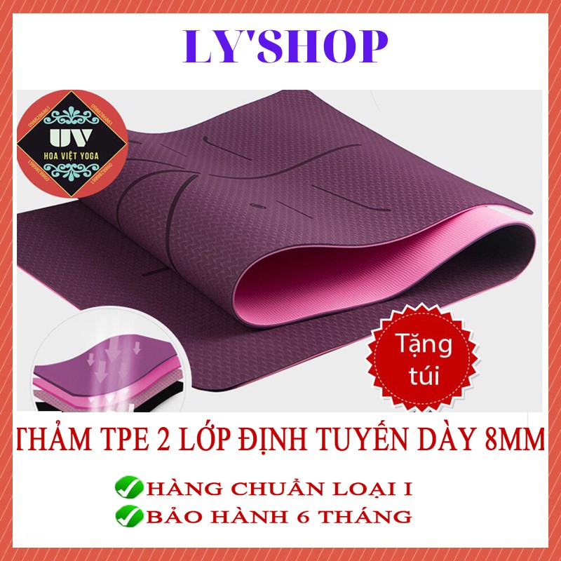 [ XẢ KHO ] Thảm Tập YOGA Định Tuyến 𝑭𝑹𝑬𝑬𝑺𝑯𝑰𝑷   TPE 2 lớp dày 8MM - Thảm Tập Thể Dục Thể Thao Dáng Đẹp