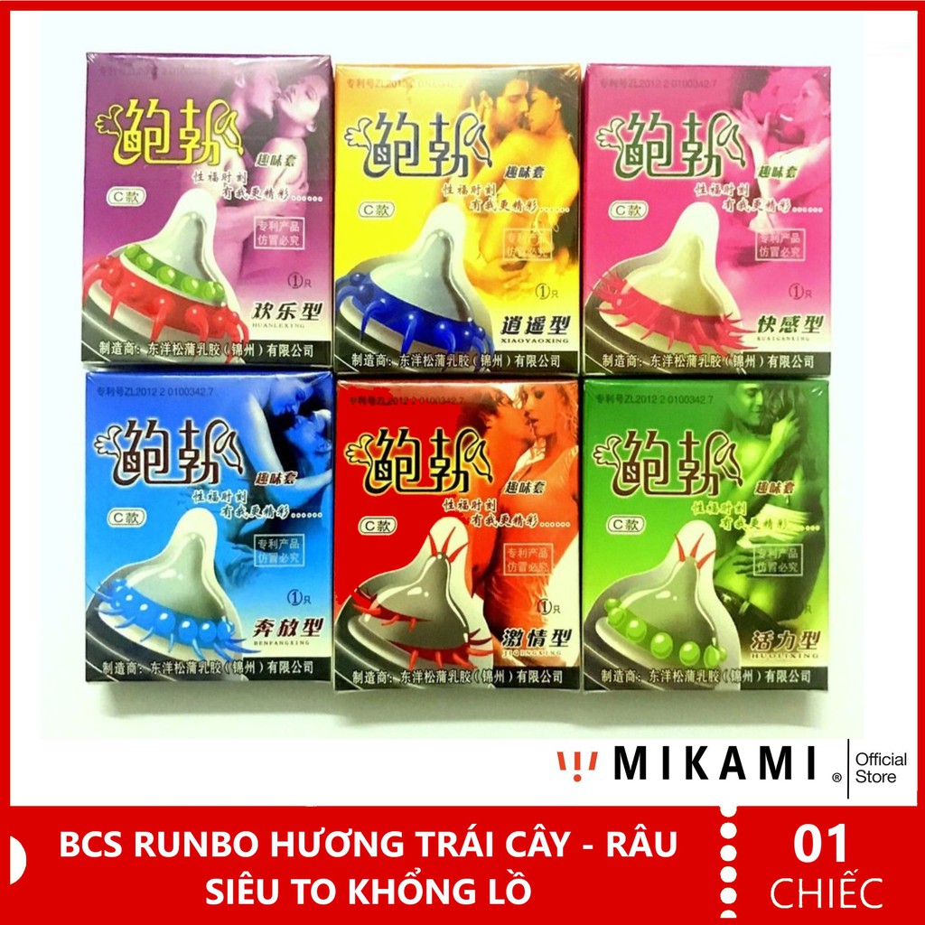 Bao Cao Su Gân Gai Bi Râu Siêu To Khổng Lồ - Hương Trái Cây RUNBO