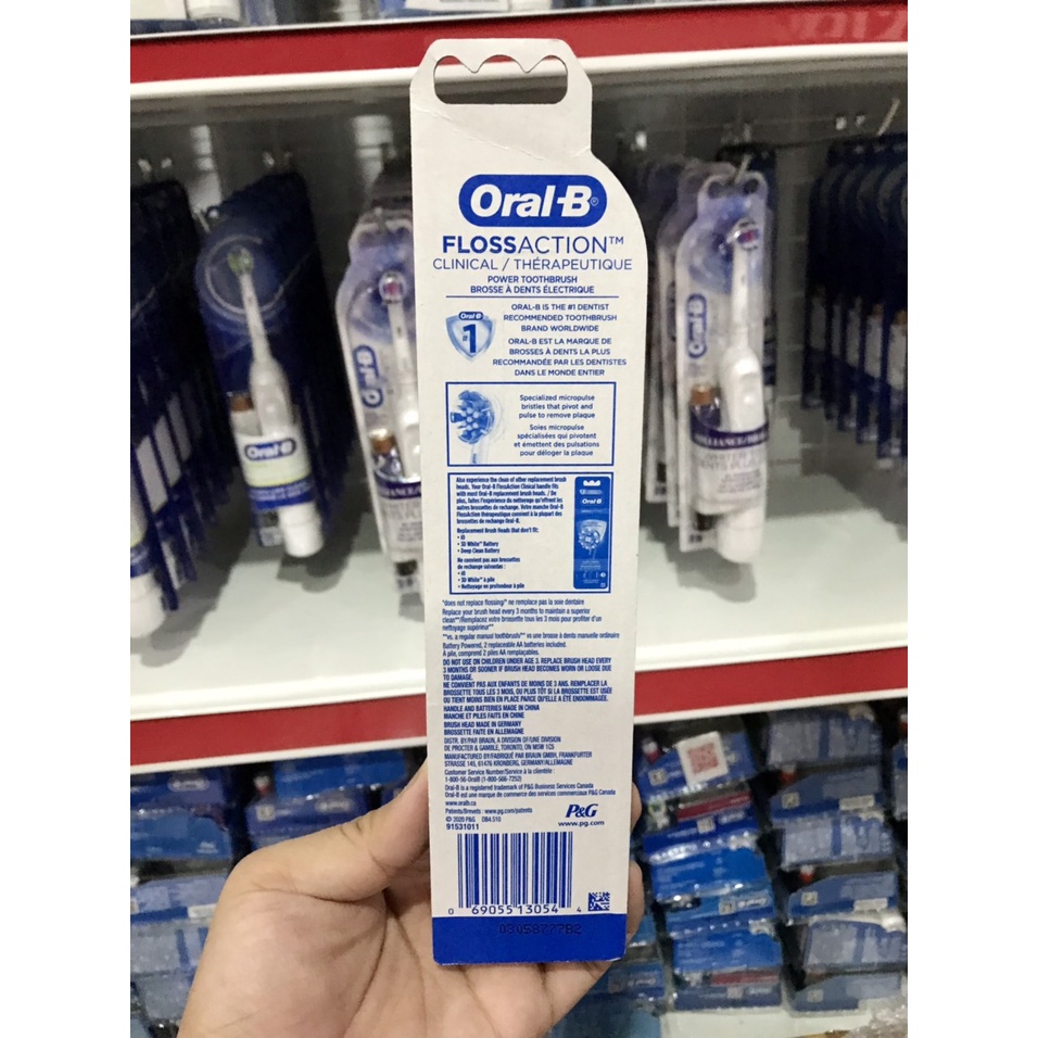 Bàn Chải Đánh Răng Pin Oral-B Clinical - Đầu 3DWhite - Bàn Chải Điện Oral B, Dùng pin AA, Hẹn Giờ 2-Phút