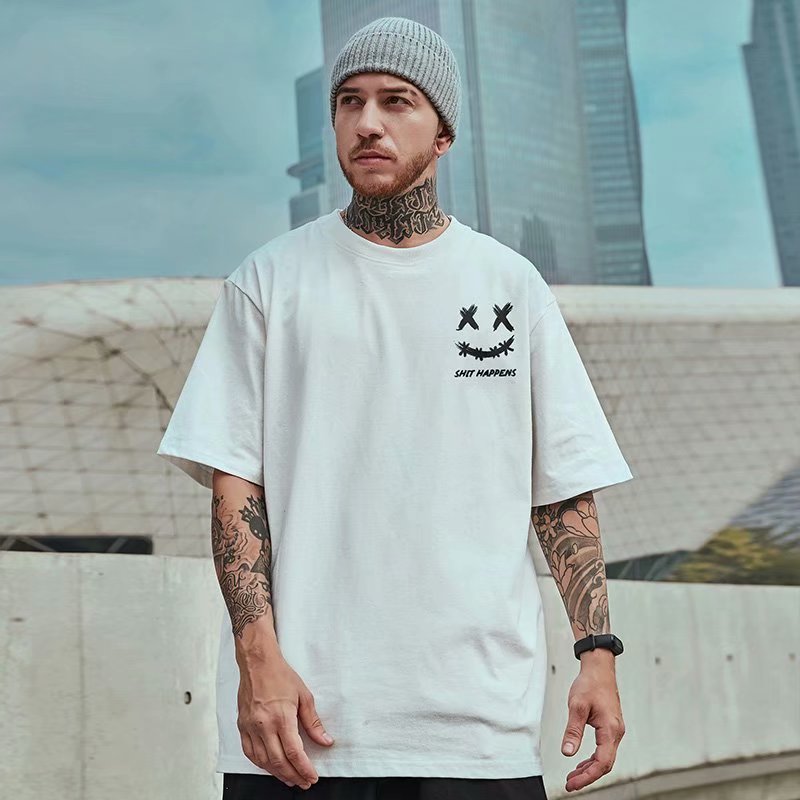 Áo thun tay ngắn dáng rộng mùa hè phong cách hip hop đường phố giản dị dành cho nam size M-8XL