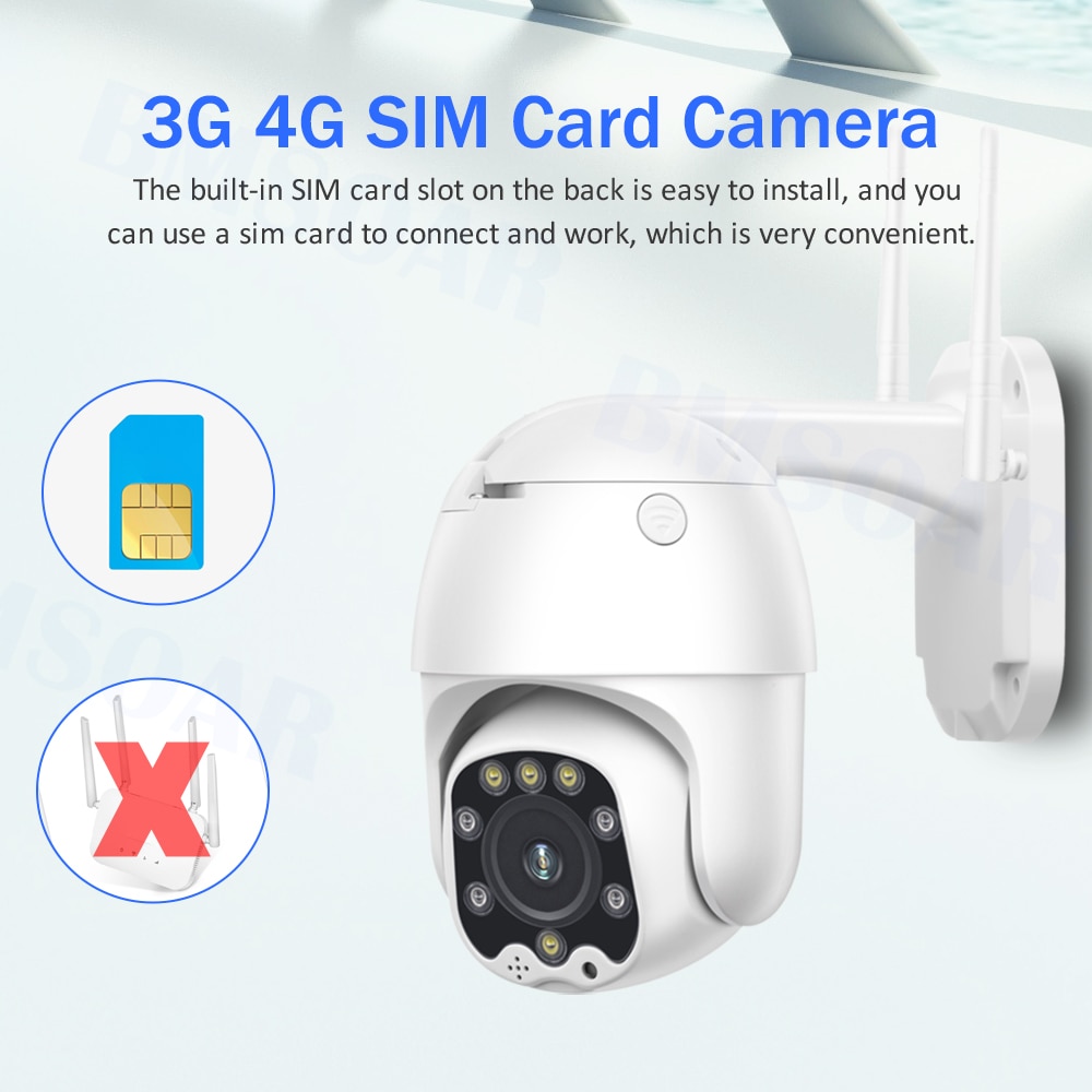 EVKVO - 4G LTE SIM Card - Tầm nhìn ban đêm đầy đủ màu sắc - 5X Zoom quang học - Camhi PRO APP UHD 5MP Quay Không thấm nước ngoài trời Wireless PTZ IP Camera CCTV Mini Speed Dome WIFI Home Security Surveillance CCTV Camera