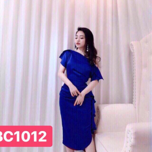 Đầm body lệch vai nhún bèo TRIPBLE T DRESS (kèm ảnh thật ) MS2T | BigBuy360 - bigbuy360.vn
