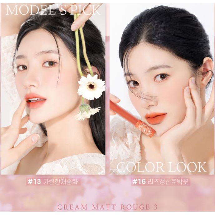 [Phiên Bản Flower Color] Son Kem Lì, Mịn Môi Black Rouge Cream Matt Rouge Version 3 | Thế Giới Skin Care