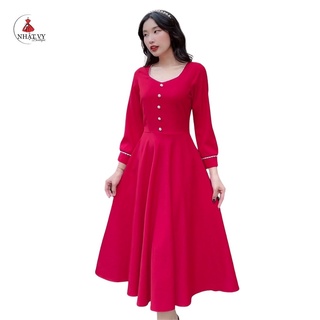 Đầm tiểu thư viền ren cổ phối cúc - NHẬT VY D2263