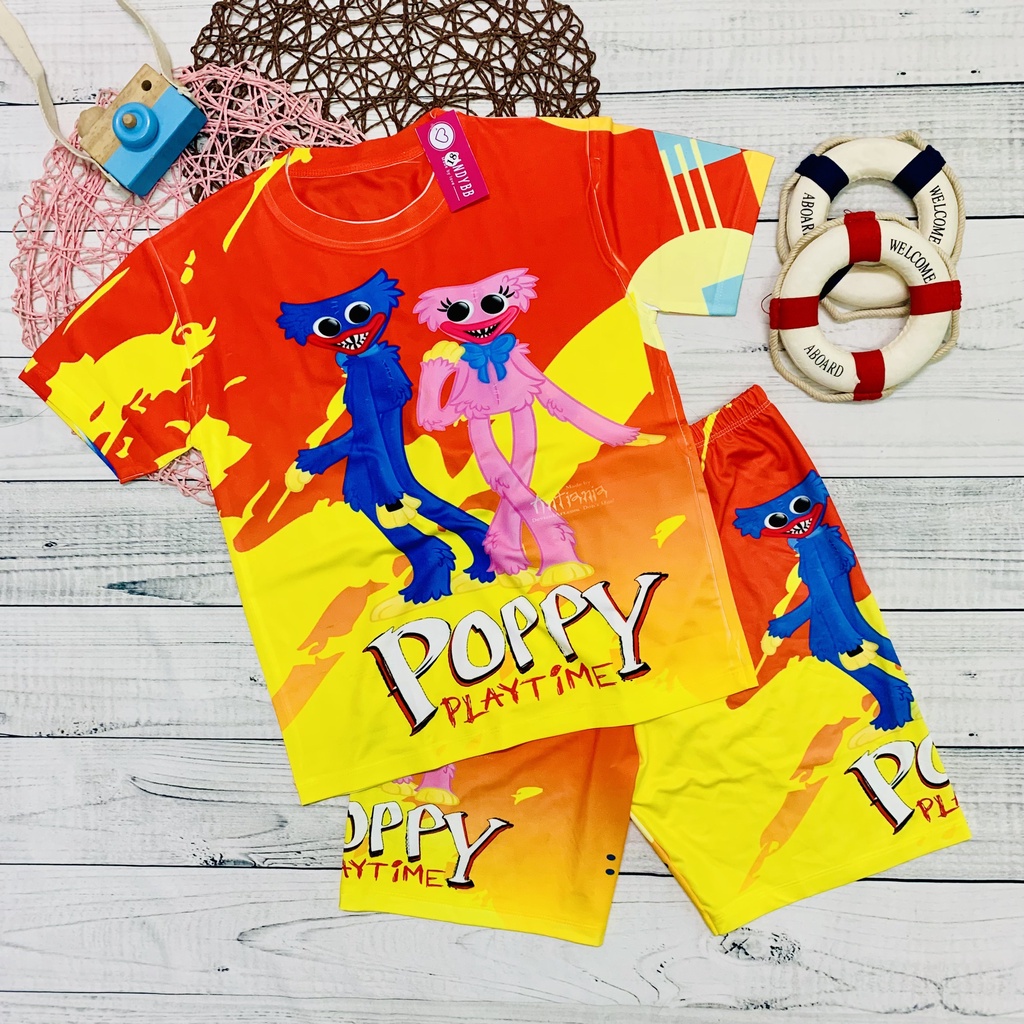 Đồ bộ bé trai, bộ thun lạnh in hình Huggy Wuggy - Poppy Playtime bé trai size đại từ 10kg -60kg