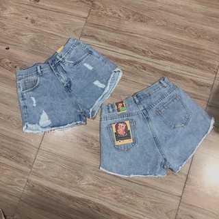 Quần short jean nữ lai bầu tua phối rách 4 nhỏ 09f9