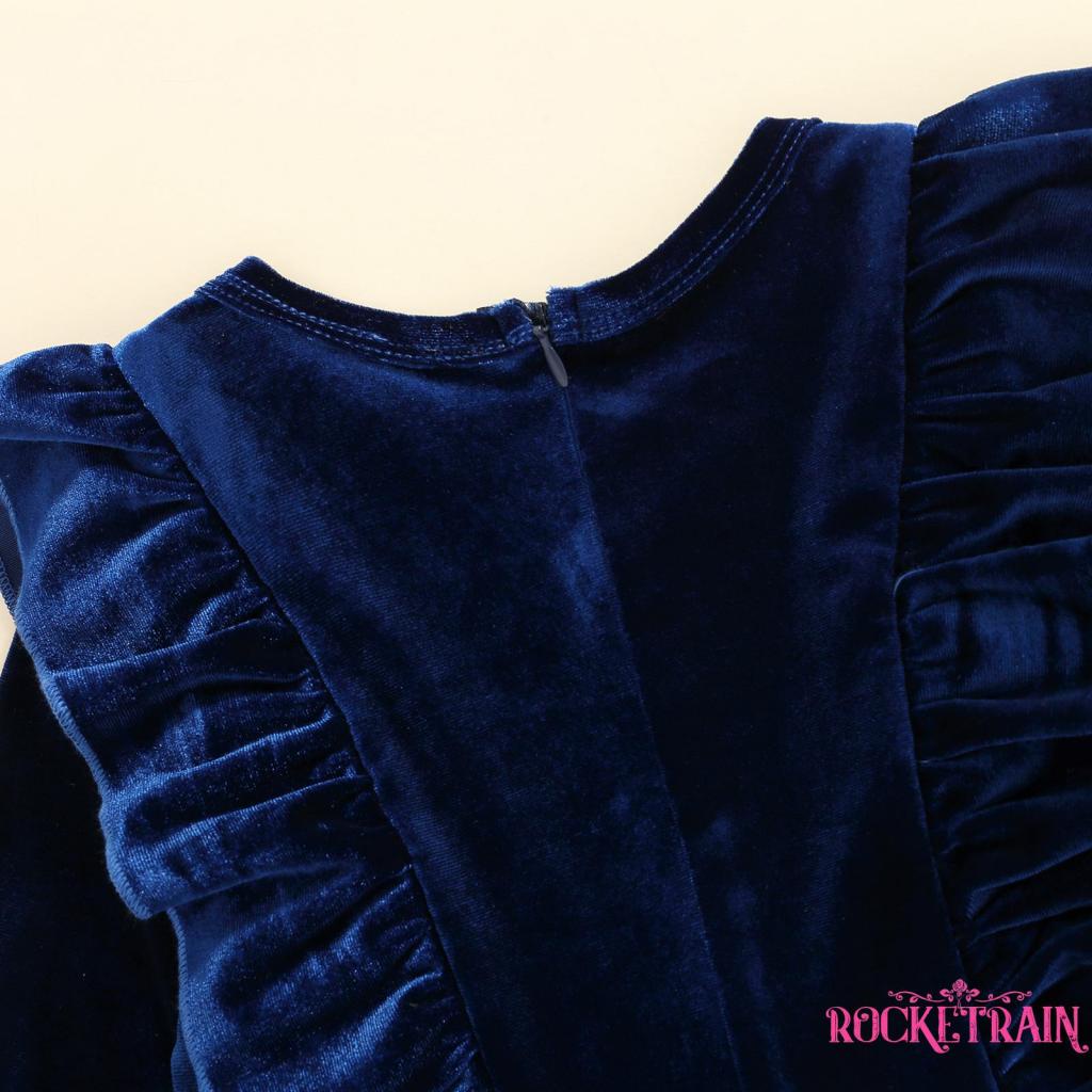 ❉Aq♥Đầm Nhung DàI Tay MàU SắC Đơn GiảN Cho Bé