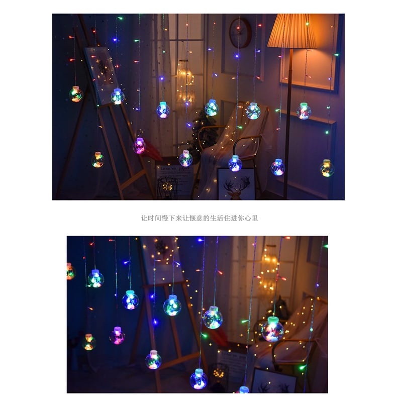 Đèn Led Trang Trí Rèm Thả 3,5M - 12 Bóng Đèn Tròn, Dây đèn Trang Trí Sân Vườn, Noel, Lễ Tết