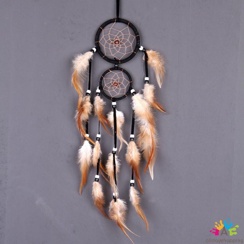 Vòng dream catcher hai lớp treo tường trang trí mang lại may mắn
