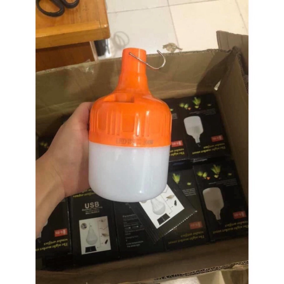 Bóng đèn tích điện ❤️𝑭𝒓𝒆𝒆𝒔𝒉𝒊𝒑❤️Bóng đèn led tích điện 150w có móc treo sạc USB  màu cam