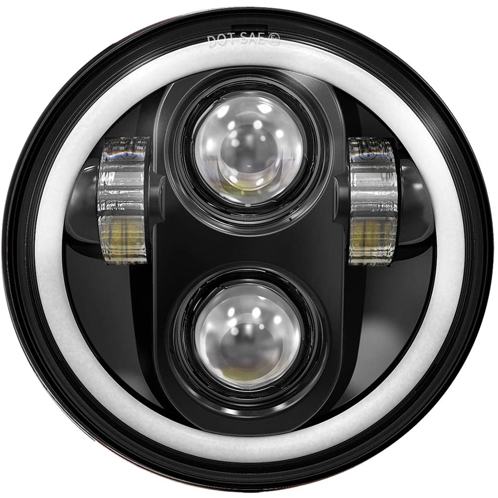 Đèn Pha LED 5.75 Inch 5-3 / 4 Mắt Thiên Thần Tương Thích Với Harley Davidson Iron 883 1200 Dyna Sportster Street Bob