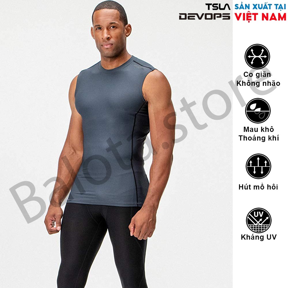 Áo ba lỗ thể thao nam gym Devops form ôm body chất thun co giãn chơi bóng đá bóng rổ bơi Workout Tanktop