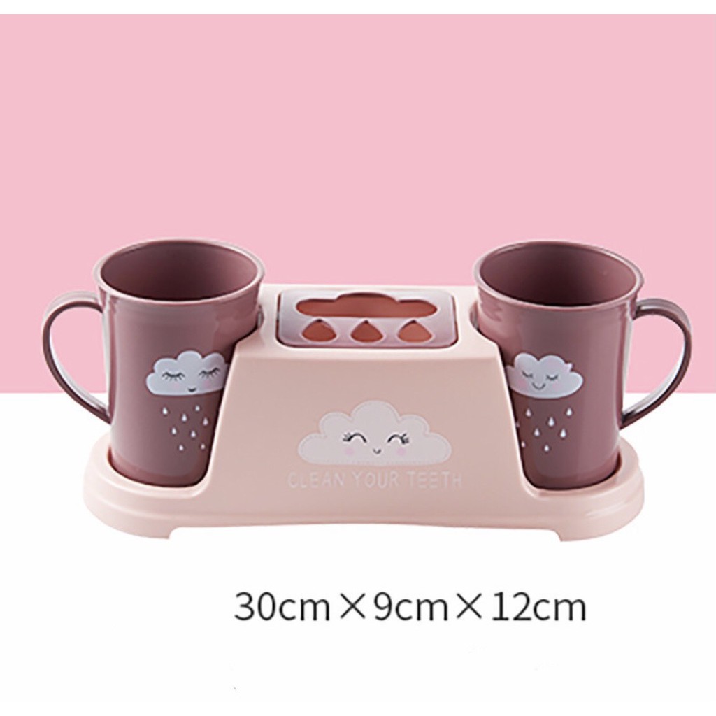 Kệ để bàn chải kem đánh răng kèm 2 cốc để đồ nhà tắm