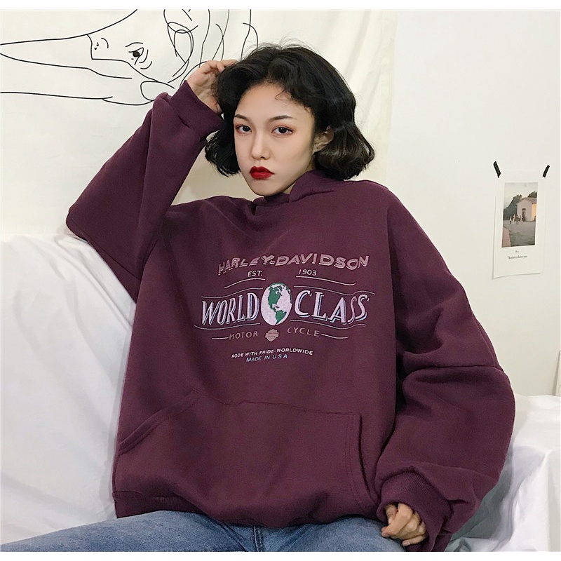 [áo hoodie nữ form rộng] áo sweater nữ form rộng có mũ mặc nhà đi chơi thời trang ulzzang hàn quốc | BigBuy360 - bigbuy360.vn