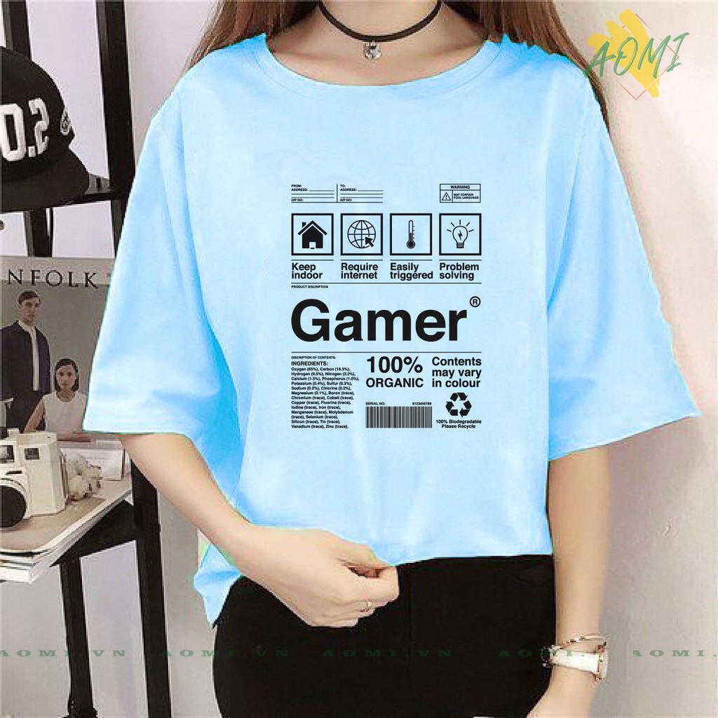 ÁO THUN UNISEX AOMI GAMER WORK NGHỀ NGHIỆP GAME THỦ TAY NGẮN TAY LỠ NAM NỮ CHẤT LƯỢNG CAO