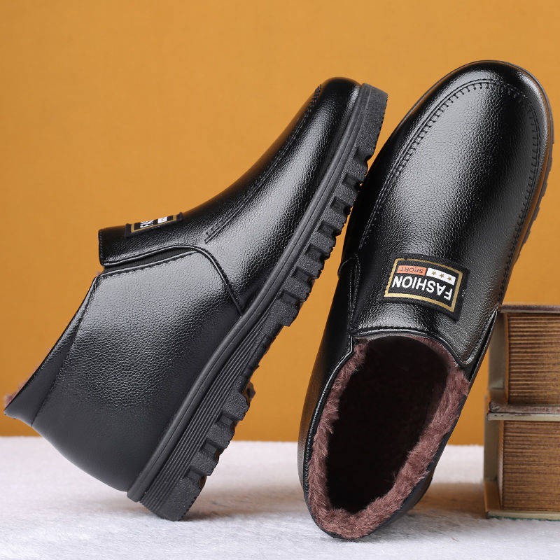 Giày Thể Thao Da Cổ Cao Lót Bông Giữ Ấm Mùa Đông 2020 Cho Nam Trung Niên | BigBuy360 - bigbuy360.vn