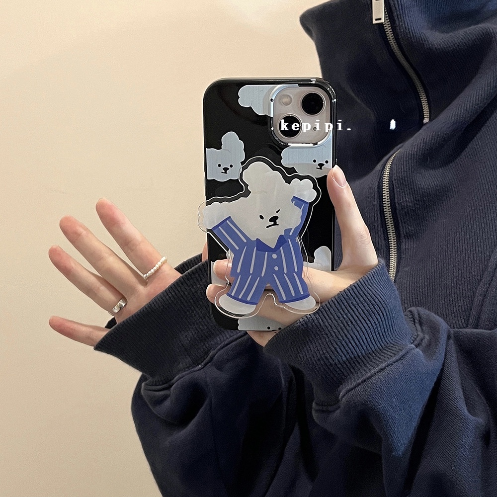 Ốp Điện Thoại Có Giá Đỡ Hình Chú Chó Mặc Pijama Cho Iphone X 13ProMax 12 / 11 7plus / XR