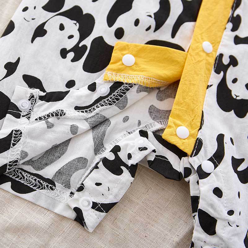 Áo Liền Quần Ngắn Tay In Hình Gấu Trúc Dễ Thương Cho Bé 0-18 Tháng Tuổi